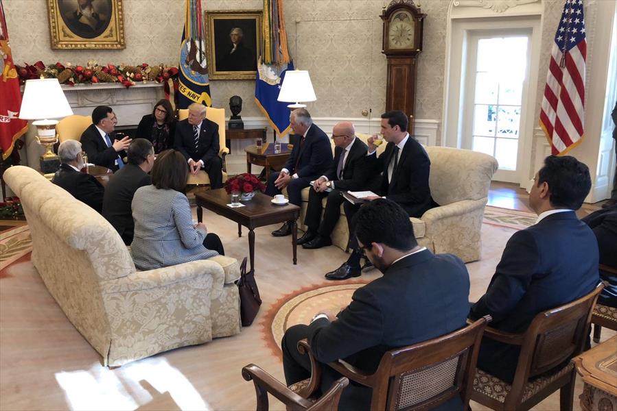 بالفيديو والصور: اجتماع السراج مع الرئيس الأميركي بالبيت الأبيض