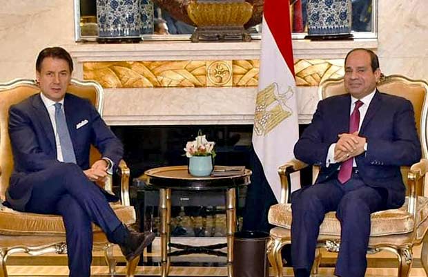 السيسي يؤكد لرئيس الوزراء الإيطالي دعم مصر للتسوية السياسية في ليبيا