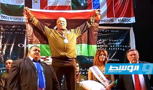 Libyan Abdullah Al-Maghrabi wins three medals at world of physical strength comeptition held in Sweden