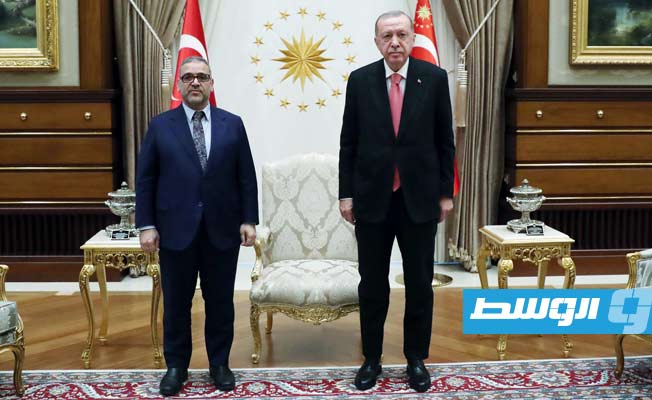 إردوغان يلتقي المشري في المجمع الرئاسي بالعاصمة أنقرة
