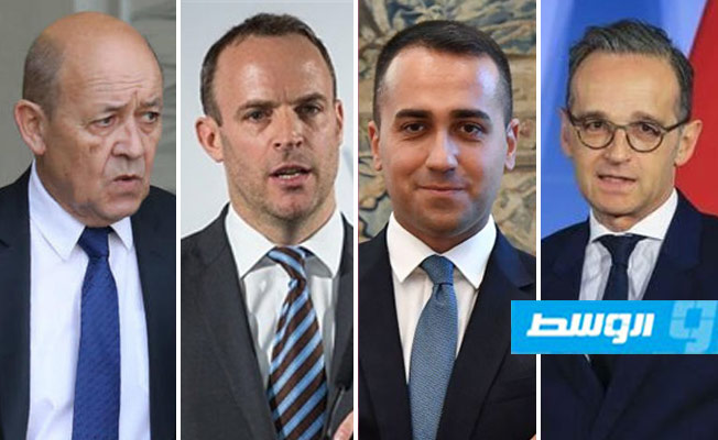وزراء خارجية بريطانيا وفرنسا وألمانيا وإيطاليا يناقشون الوضع الليبي ببروكسل