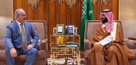 Marshal Khalifa Haftar meets with Crown Prince Mohamed Bin Salman during Saudi Arabia visit