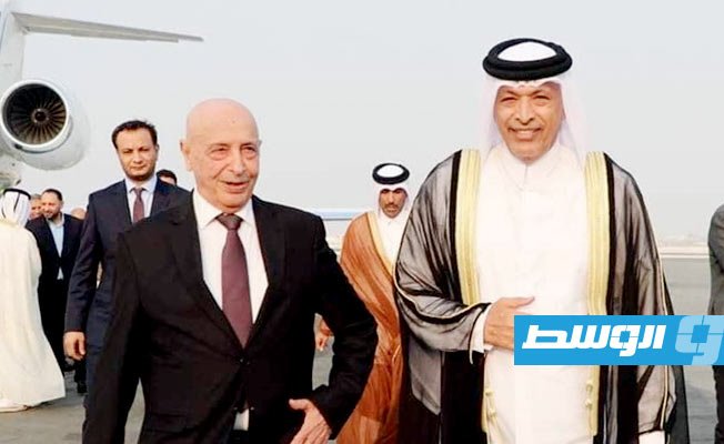 Aguila Saleh arrives in Qatar for an official visit