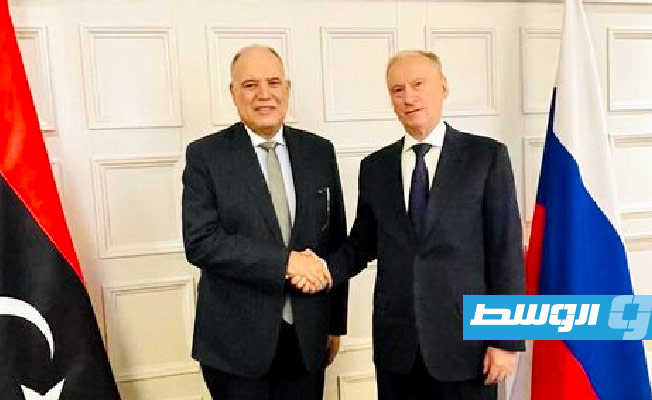 Libyan National Security Adviser Ibrahim Bushnaf discusses cooperation with Russia Security Council Secretary Nikolay Patrushev