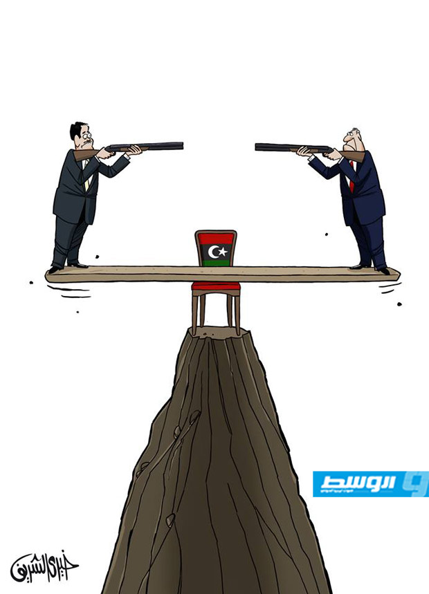 كاركاتير خيري - نزاع الكرسي في ليبيا
