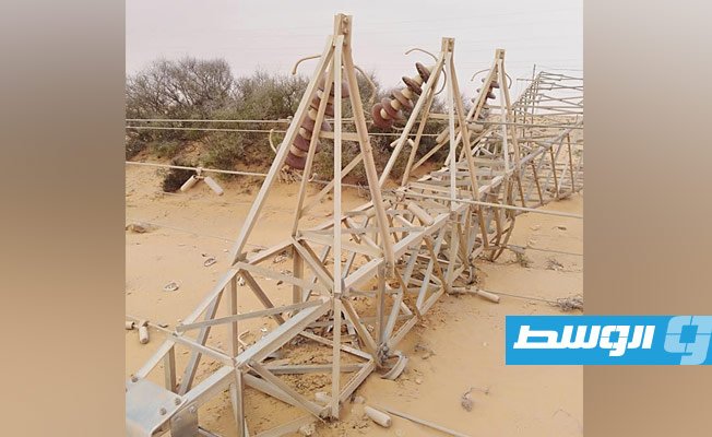 Seven transmission towers collapse as a result of strong winds in Tawergha