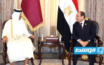 السيسي يودع أمير قطر بمطار القاهرة في ختام زيارته لمصر