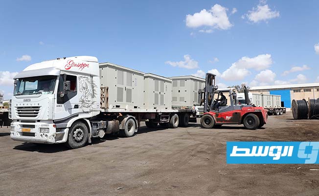 GECOL: 27 ready-to-use unit transformer substations arrive at Tripoli warehouse for distribution throughout Libya