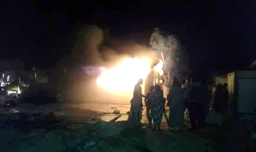حريق بمركز إيواء نازحين من تاورغاء في بني وليد