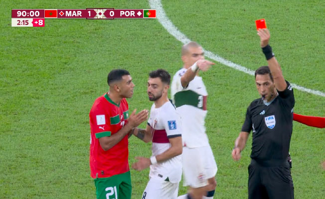 طرد لاعب المنتخب المغربي وليد شديرة