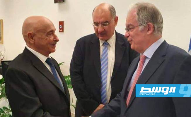 المستشار عقيلة صالح يصل إلى أثينا ويلتقي رئيس البرلمان اليوناني