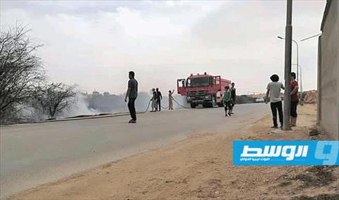 حريق في بني وليد نتيجة ارتفاع درجات الحرارة