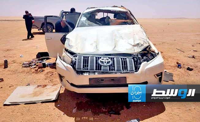 وفاة شرطي وإصابة مديري أمن الكفرة وربيانة بحادث سير قرب منفذ العوينات الحدودي