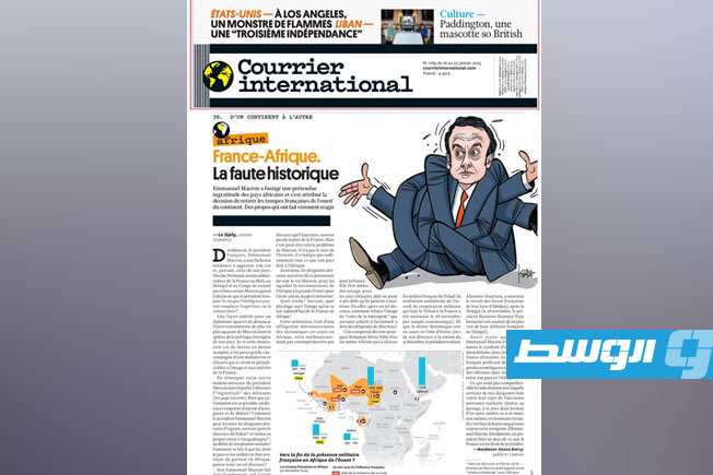كاريكاتير الليبي خيري الشريف على صفحات «كوريير انترناشيونال» الفرنسية