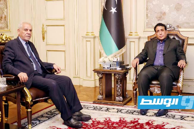 المنفي يناقش مع النائب الثاني لرئيس مجلس الدولة دعم العملية السياسية وتحقيق «توافق وطني»