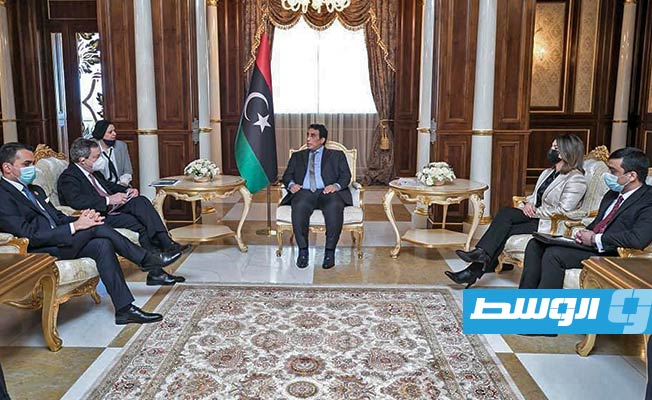 بحضور المنقوش.. المنفي يبحث مع دراغي فتح المجال الجوي بين البلدين في «أقرب وقت»