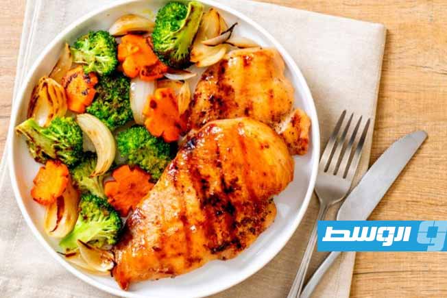 صدور مشوية على الجريل مع خضروات