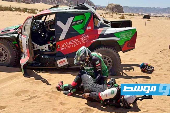 شاهد.. إصابة بطل الراليات السعودي يزيد الراجحي وملاحه بكسور في الظهر
