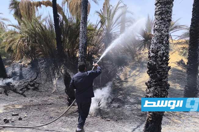 وصول فرق هيئة السلامة الوطنية لإخماد حرائق بمنطقة بردي في ربيانة