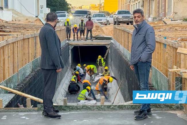 تنفيذ المرحلة الأولى لمشروع تصريف مياه الأمطار بمنطقة البيفي في طرابلس