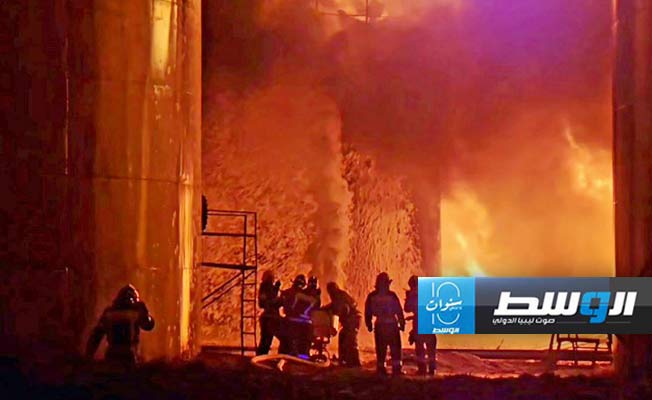 حريق في منشأة للوقود في روسيا بعد هجوم بطائرة مسيَّرة