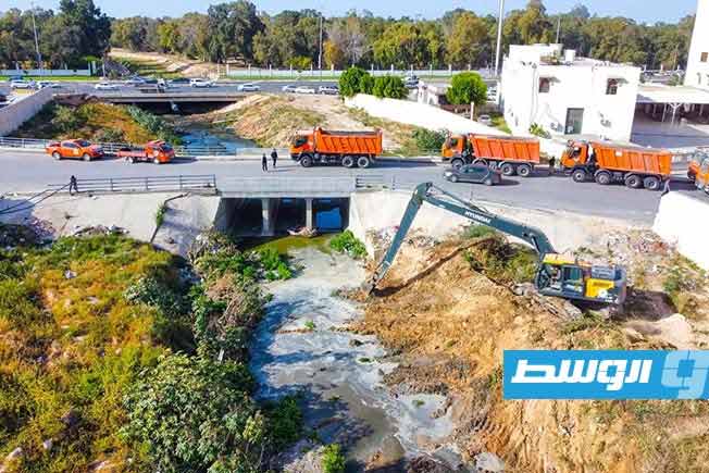 «الخدمات العامة» تبدأ تنظيف وادي المجينين (صور)