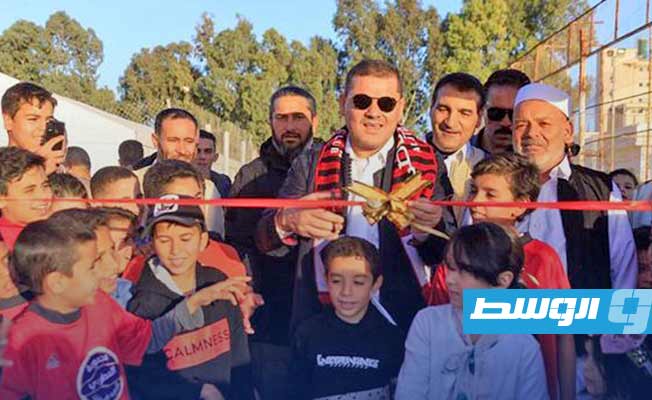 الدبيبة يفتتح الملعب الرئيسي لنادي الجهاد في مصراتة