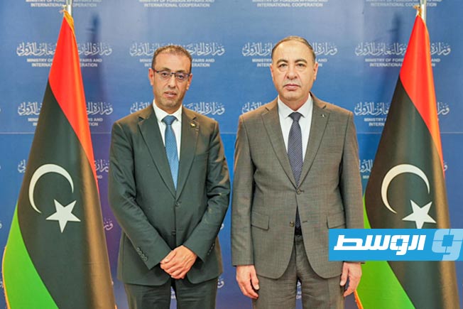 الباعور يبحث مع السفير الفلسطيني أوضاع غزة والجالية المقيمية في ليبيا
