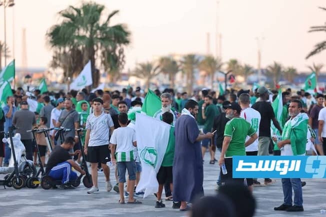 استقبال حافل لفريق الأهلي طرابلس عقب وصوله مطار معيتيقة
