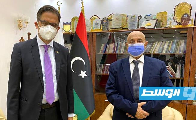 السفير الألماني وصالح يؤكدان الحاجة إلى «اتفاق في الوقت المناسب» على القاعدة الدستورية للانتخابات