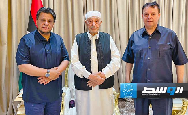 عقيلة صالح يلتقي رئيس المجلس الأعلى للقضاء ويناقش زيادة مرتبات أعضاء الهيئات القضائية