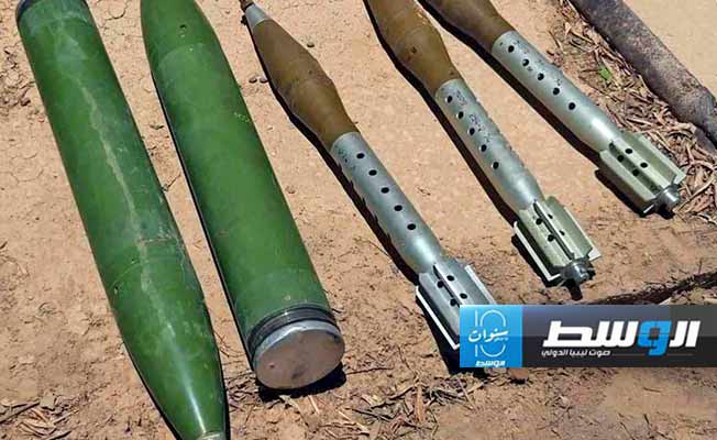 انتشال قذائف غير متفجرة قرب «سوق الخضروات الجديد» جنوب بني وليد