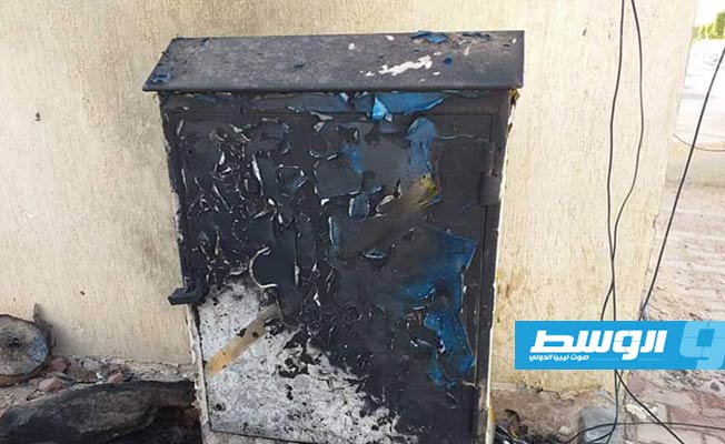 تعرض مقسم الاتصالات الأرضية وسط بني وليد للتخريب والحرق