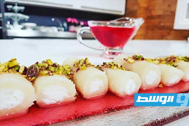 حلاوة الجبن بشربات الورد
