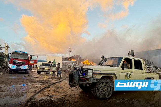 السيطرة على حريق في منطقة الحامية بمصراتة