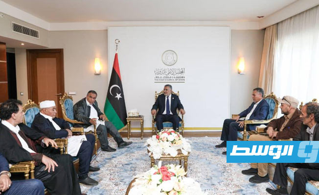 تكالة يوضح لوفد من بني وليد رؤية مجلس الدولة لحل الأزمة السياسية
