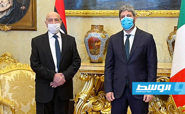 عقيلة يصل إلى روما ويلتقي رئيس «النواب» الإيطالي