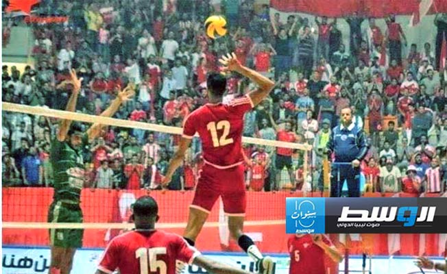 طائرة السويحلي تجتاز الأهلي بنغازي في خماسيات التتويج