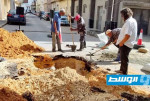 صيانة هبوط خط صرف صحي بمنطقة رأس حسن في طرابلس