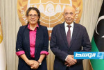 خوري تبحث مع عقيلة صالح مخرجات الحوار المهيكل
