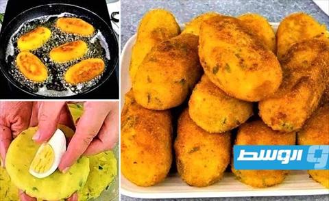أقراص البطاطا بحشوة الدحي